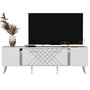 Hanah Home Soporte de TV Blanco y Plata con Diseño de Rombos